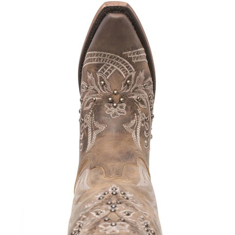 Lane Santorini Women's Embroidered Taupe Western Heeled Boot - Picture 6 of 15